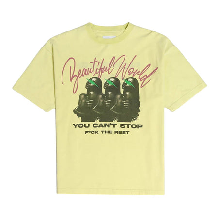 [TAIN DOUBLE PUSH]BEAUTIFUL WORLD SHORT SLEEVE T-SHIRTS/YELLOW(T511-ST103)