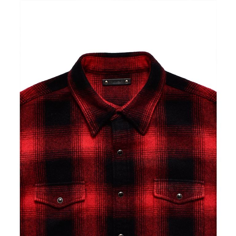 MINEDENIM]Ombre Check Flannel RF Western SH/RED PATTERN(2310-5001