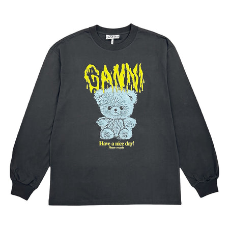 [GANNI]Basic Cotton TEDDY Long Sleeve T-shirt/BLACK(T4293)