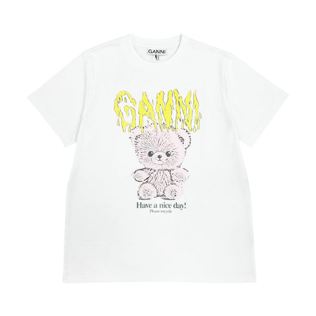 [GANNI]Basic Cotton Jersey Teddy Relaxed t-shirt/WHITE(T4289)
