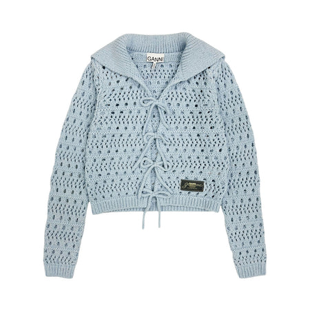 [GANNI]Cotton Mix Tie String Cardigan/L.BLUE(K2429)