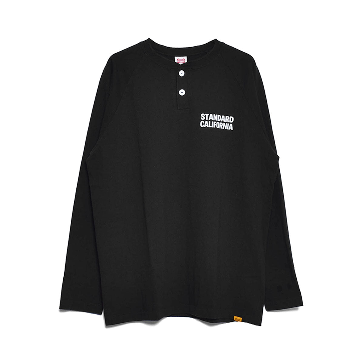 STANDARD CALIFORNIA]SD US Cotton Logo Henley Baseball T/BLACK