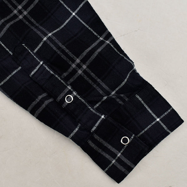 LINE CHECK SHIRT/NAVY/BLACK(SQ-22SS-SH-02) – R&Co.